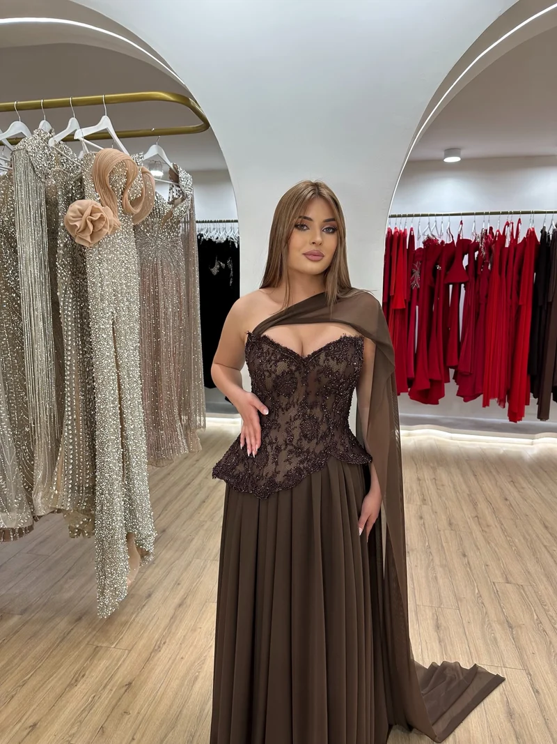 Korset dantelle në tone kafe e bronz